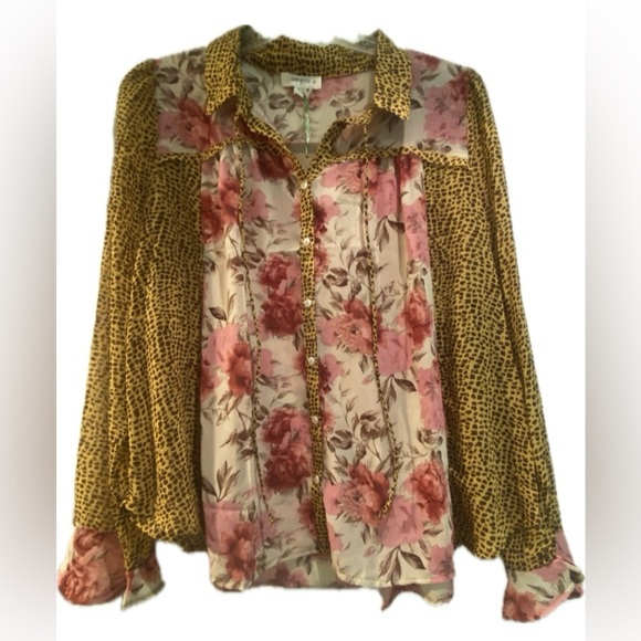 Umgee Women’s Floral Leopard Print Oversized Beautiful Blouse New XL-2XL - Picture 1 of 13